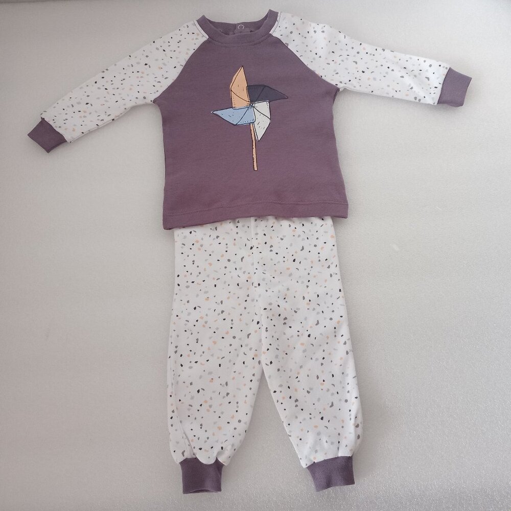 Baby Girls Two-Piece Pyjama Set Organic Cotton Soft Cozy Comort Colorful Sz 3M